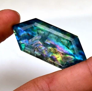 Natural Ammolite Gemstone Red Green Faceted Fancy Cut Huge 43.00 Ct TREATED - Picture 1 of 5