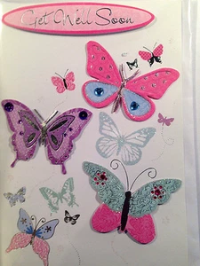 Get Well Soon ~ 3D Schmetterling Grußkarte ~ KOSTENLOSE Lieferung (277) - Bild 1 von 1