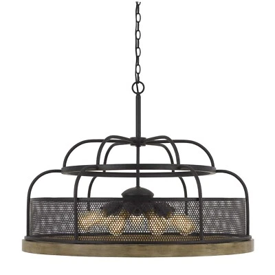 Lámpara de araña Cal Lighting Fx-3706-9 Akaki 9 luces 25" de ancho - hierro/roble claro Foto 1 de 4