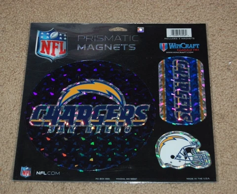 SAN DIEGO CHARGERS NFL FOOTBALL SPORTS  PRISMATIC VEHICLE MAGNETS PACK OF 3 Cover