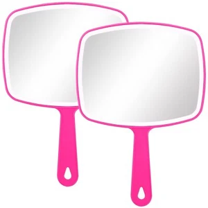 2Pcs Hand Mirror Handheld Vanity Mirror with Hanging Hole in Handle Pink 7.4"... - Picture 1 of 5