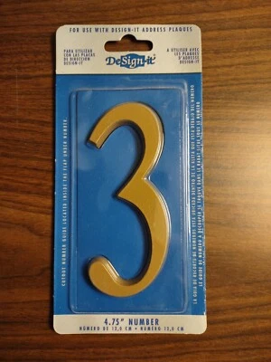 Dirección de la casa número 3 oro 4,75" X 2" placa buzón de correo del hogar DeSign-It Foto 1 de 2