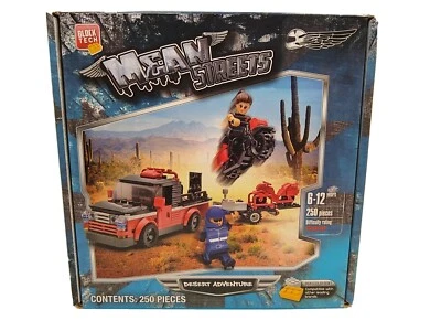 Mean Streets Desert Adventure Block Tech 250 piece Motorcycle Tractor Trailer  - Image 1 of 4