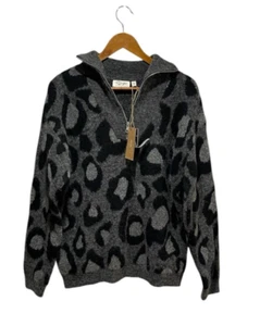 NWT RD Style Animal Print Quarter Zip Sweater Medium Wool Blend - Picture 1 of 6