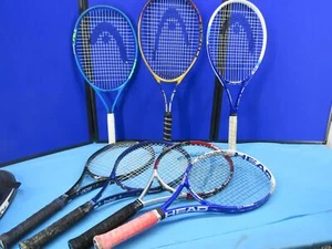 LOT OF 7 HEAD TENNIS RACKETS VARIOUS MODEL AND SIZES USED - Picture 1 of 6