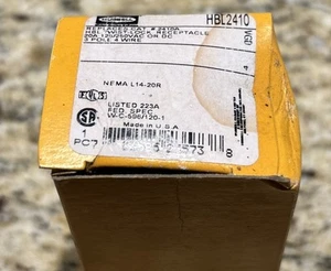 Hubbell HBL2410 Locking Device Receptacle 20A 125 250V L14-20R Blk New Old Stock - Picture 1 of 2