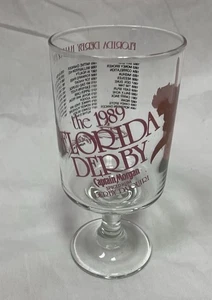 FLORIDA DERBY Glass Gulfstream Track Daiquiri Footed 6.25" 1989 Cpt Morgan Rum - Picture 1 of 5