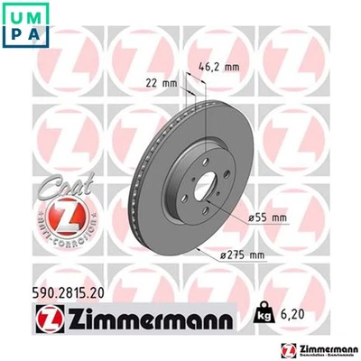 2x BRAKE DISC 590.2815.20 FOR TOYOTA 1KR-FE 1.0L 3cyl YARIS 1NR-FE/FKE 1.3L 4cyl - Image 1 of 4