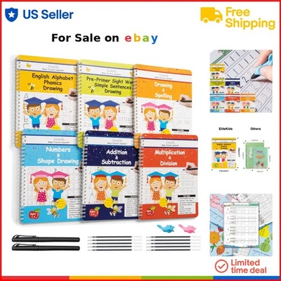 Kids Reusable Practice Copybooks Set with Magic Pens for Handwriting Learning - Image 1 of 4