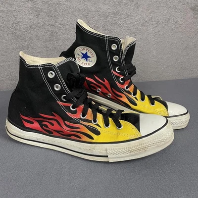Scarpe alte vintage Converse Chuck Taylor All Star uomo 12 nero giallo fiamma - Immagine 1 di 4