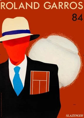 Póster de tenis Roland Garros, 1984 por Razzia impresión artística original 1983 de Francia Foto 1 de 3