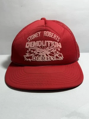 Vintage Foam Dome Trucker Hat STONEY ROBERTS DEMOLITION DEMO DERBY COBLESKILL,NY - Image 1 of 4