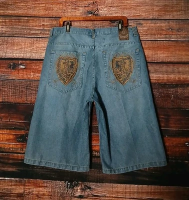 Pantalones Cortos de Jean Brooklyn Xpress Para Hombre 36 Bordados Y2K Sueltos Denim SPOTS  Foto 1 de 4