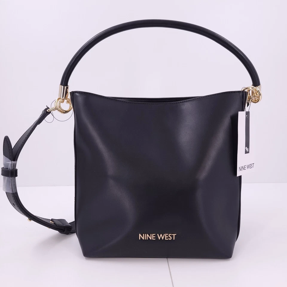 Bolso Bandolera Nine West Donella Bolso de Mano Negro Correa Ajustable Cartera Foto 1 de 4