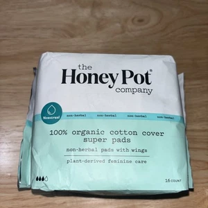 Organic Cotton Non-Herbal Super Pads 16 Count By The Honey Pot - Picture 1 of 14