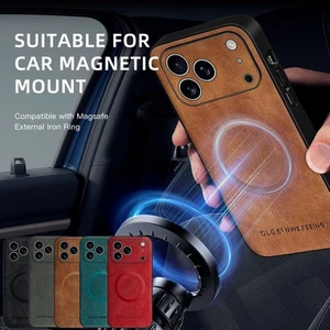 Funda Magsafe de cuero magnético a prueba de golpes para iPhone 17 16 Pro Max 14 13 12 - Imagen 1 de 17
