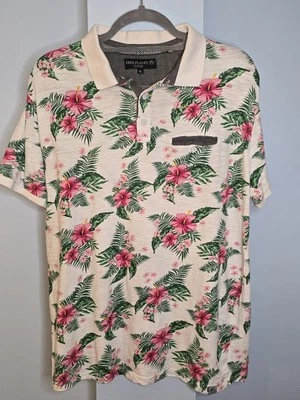 Camisa Polo Hawaiana Free Planet Para Hombres XL Tropical Floral Manga Corta Resort Foto 1 de 4