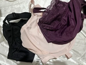 Marks & Spencer Three Pack Full Cup Bra Size 42h Black Purple Pink New With Tags - Picture 1 of 10