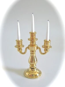 Casa de muñecas casa de muñecas miniatura 3 BRAZOS LATÓN SOPORTE VELAS CANDELABRO - Imagen 1 de 1