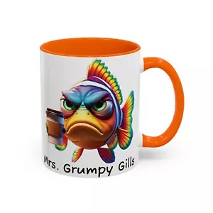 Tazza ceramica accentata Mrs Grumpy Gills lavabile per microonde e lavastoviglie 2 lati - Foto 1 di 49