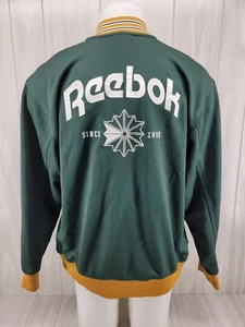 Rebook Classic Men’s Green 1/4 Zip Pullover Track Jacket Top Size Medium - Picture 1 of 11