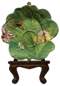 Vtg 2004 Spode Floral Haven Saucer Leaf Shape S 3767 A5 Replacement Butterflies - Picture 1 of 13