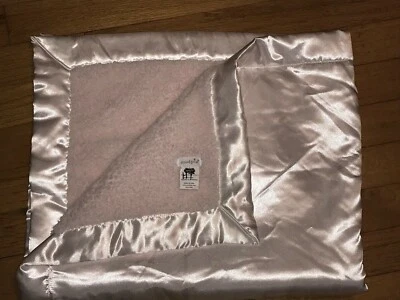 Mud Pie Pink Plush Satin Back & Trim Baby Blanket - Image 1 of 4