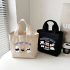 Cartoon Embroidery Lunch Bag Fashion Food Storage Picnic Pouch Canvas Handbag