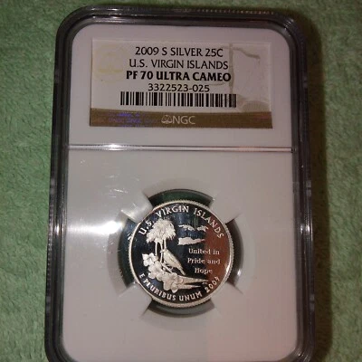 2009 S NGC Pr70::: Silver 25C US Virgin Islands, ULTRA CAMEO *16550 - Image 1 of 2