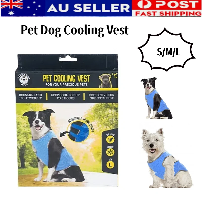 Pet Dog Cooling Vest Summer Wateproof Collar Cooler S M L Reusable Puppy Clothes - image 1 of 1