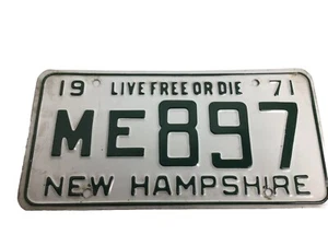 New Hampshire 1971 License Plate ME 897  Garage Man Cave Decor Collector # - Picture 1 of 12