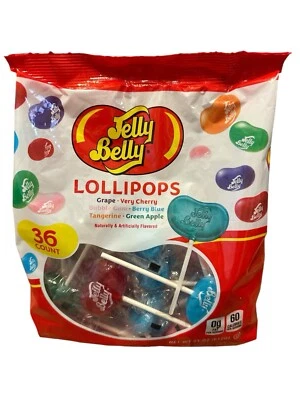 Jelly Belly Lollipops 36 Pieces Bag Grape Cherry Berry Apple Suckers Assorted - Image 1 of 4