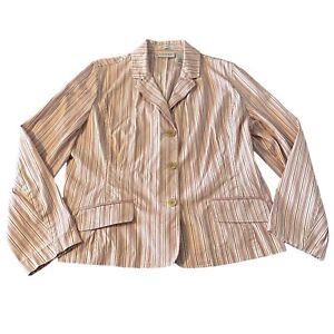 Villager Liz Claiborne Blazer Jacket Size 18 Cotton Blend Striped Career Office
