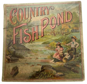JH Singer Country Fish Pond  Childens Antique Board Game Display Jasper H Singer - Picture 1 of 11