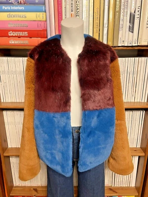 Nasty Gal Ladies 8 XS Jacket Faux Fur Colour Block Fluffy Soft Boxy - Image 1 of 4