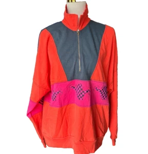 Jersey Spirit Retro Años 80 Colgar Suelto Mujer 1/2 Cremallera Pullover Talla Mediana NUEVO - Imagen 1 de 6