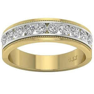 Mens Engagement Ring VS1 E 1.00 Ct Natural Diamond 14K Two-Tone Gold Appraisal - Picture 1 of 6