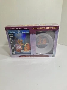 LADY AND & THE TRAMP Diamond Ed Blu-ray DVD Exclusive Set Bowl Fork Spoon NEW! - Picture 1 of 5