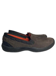 Crocs Anyweather Women's 10 Brown Black Suede Comfort Slip On Loafer Shoes - Picture 1 of 10