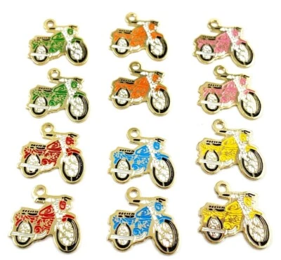 12 dijes colgantes enchapados en oro de colores surtidos vintage para motocicleta 5277PT Foto 1 de 4