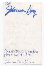 Johanna Day Signed 3x5 Index Card Autograph Actress All My Children Law & Order