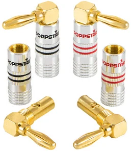 Poppstar 4x High End Bananenstecker gewinkelt Bananas für Lautsprecherkabel 6mm² - Photo 1/4