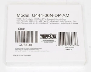 NEW Sealed Tripp Lite USB 3.1 Gen1 Type-C to Displayport Adapter U444-06N-DP-AM - Picture 1 of 4