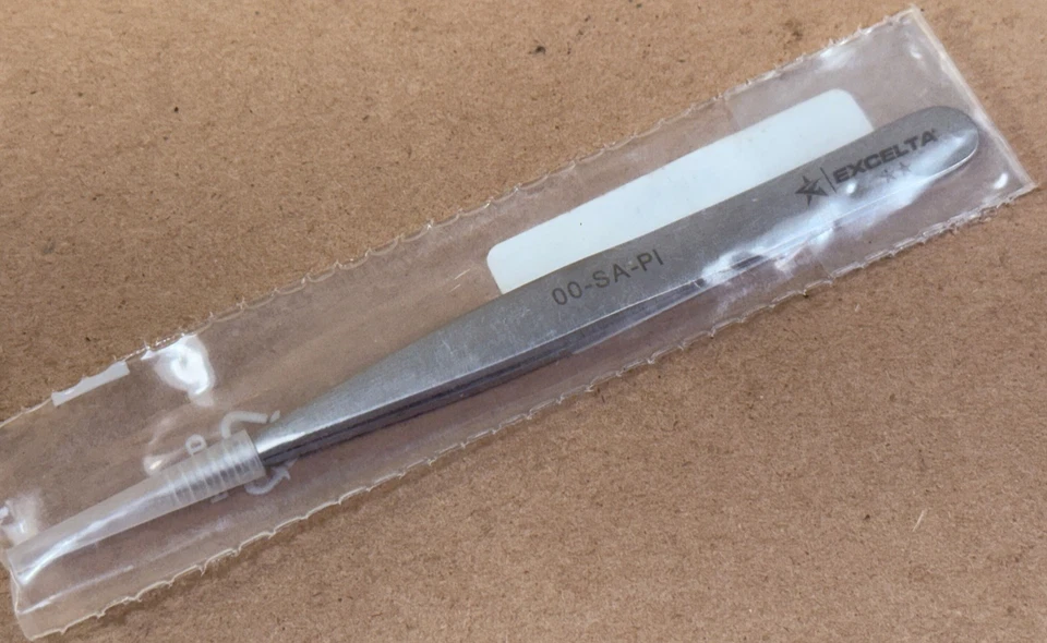 Excelta 00-SA-PI - 2-Star Straight Tweezers Strong Medium Point Anti-Mag SS