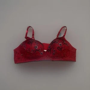 Jessica Simpson Blumen Spitze Bügel BH rot 42C gepolsterte Cups verstellbare Träger - Bild 1 von 12