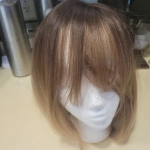 Chesnut braunes Haar mit goldblonden Highlights glatte Perücke mit Pony Neu ohne Etikett - Bild 1 von 7