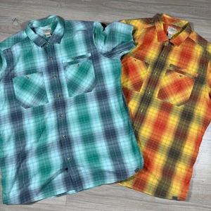 Lot of 2 LL Bean Plaid Multicolor Button Up Shirts Work Pockets Size XLT Tall - Picture 1 of 7