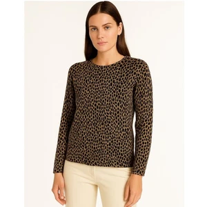 LOFT Leopard Print Crew Neck Long Sleeve Sweater S Chic Preppy Sustainable 72-29 - Picture 1 of 15