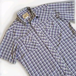 Camisa Western Para Hombre Wrangler Perla A Presión Púrpura Botón Manga Larga Bolsillos Delanteros - Imagen 1 de 9