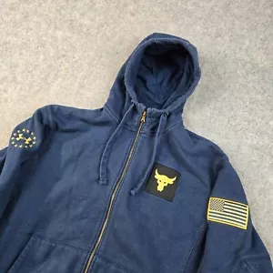Felpa con cappuccio Under Armour Project Rock x Freedom uomo M full zip logo USA - Foto 1 di 8